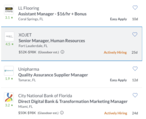 glassdoor job search engine example