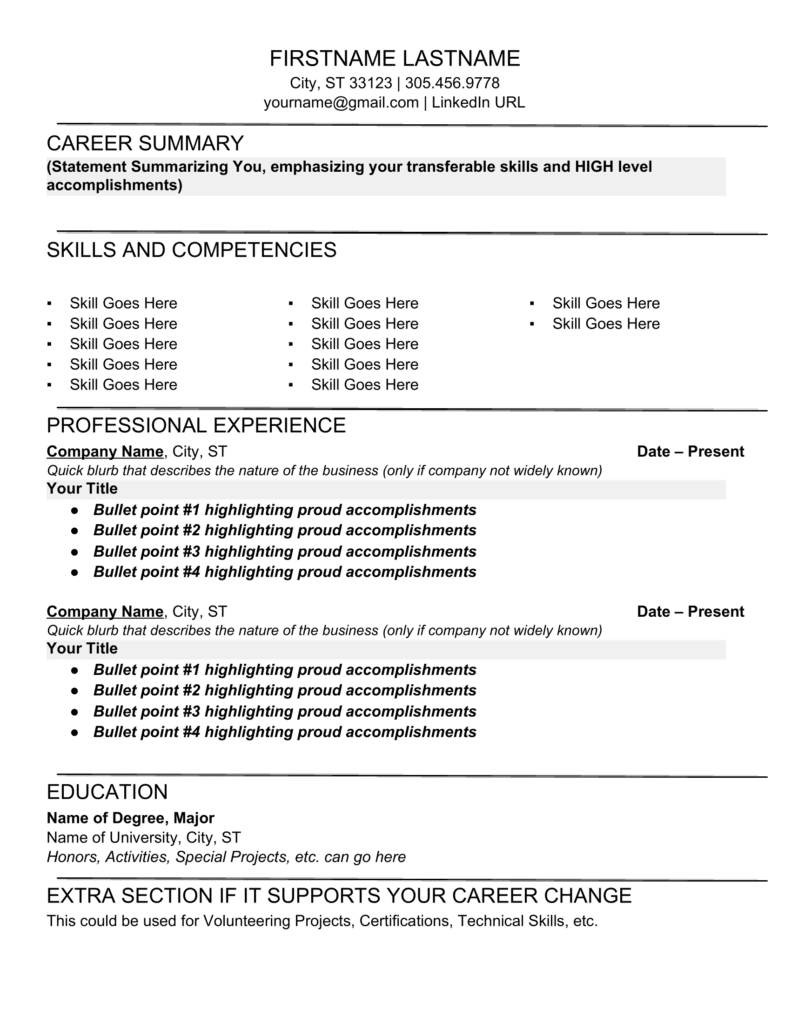 resume formats types