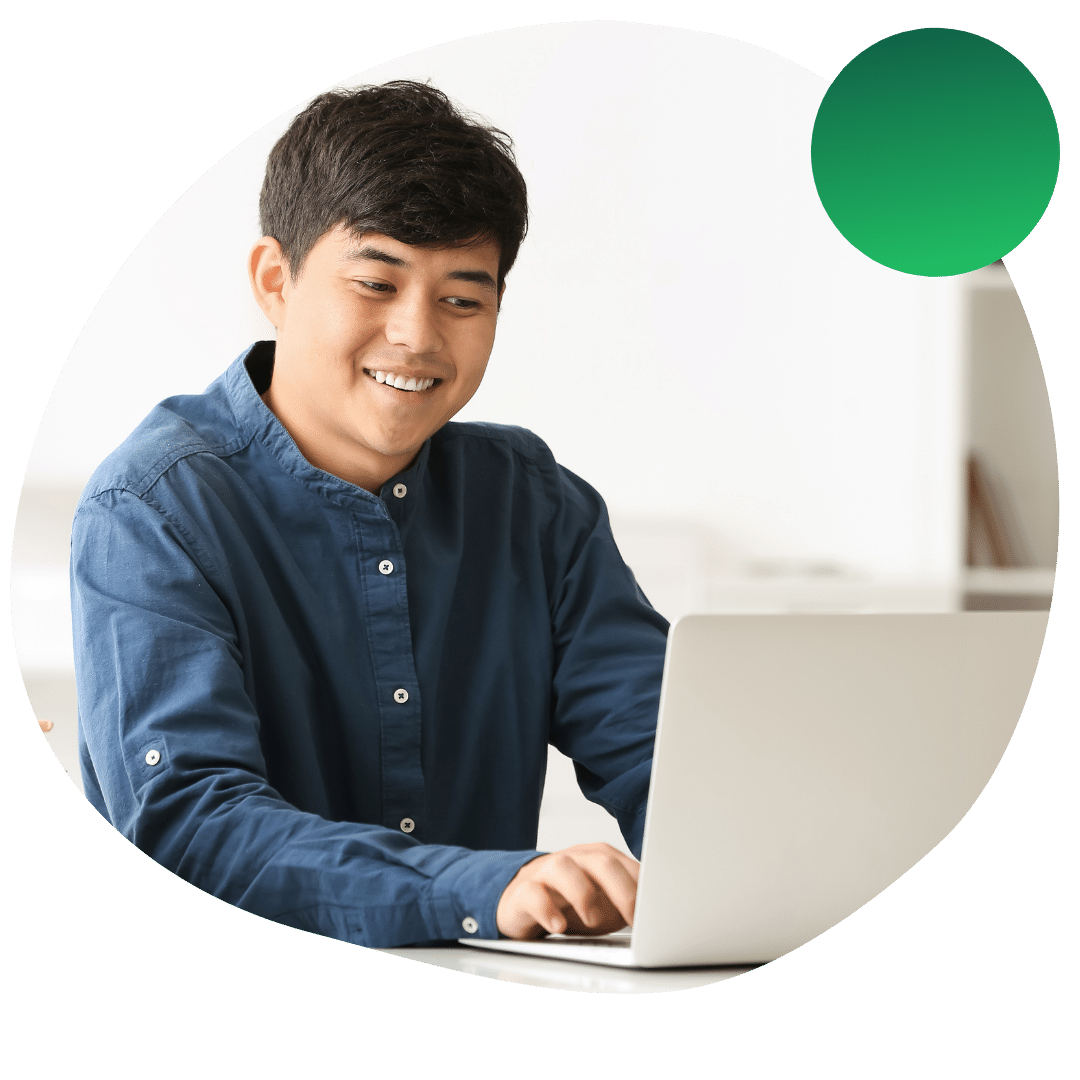 student in college consulting for their masters
