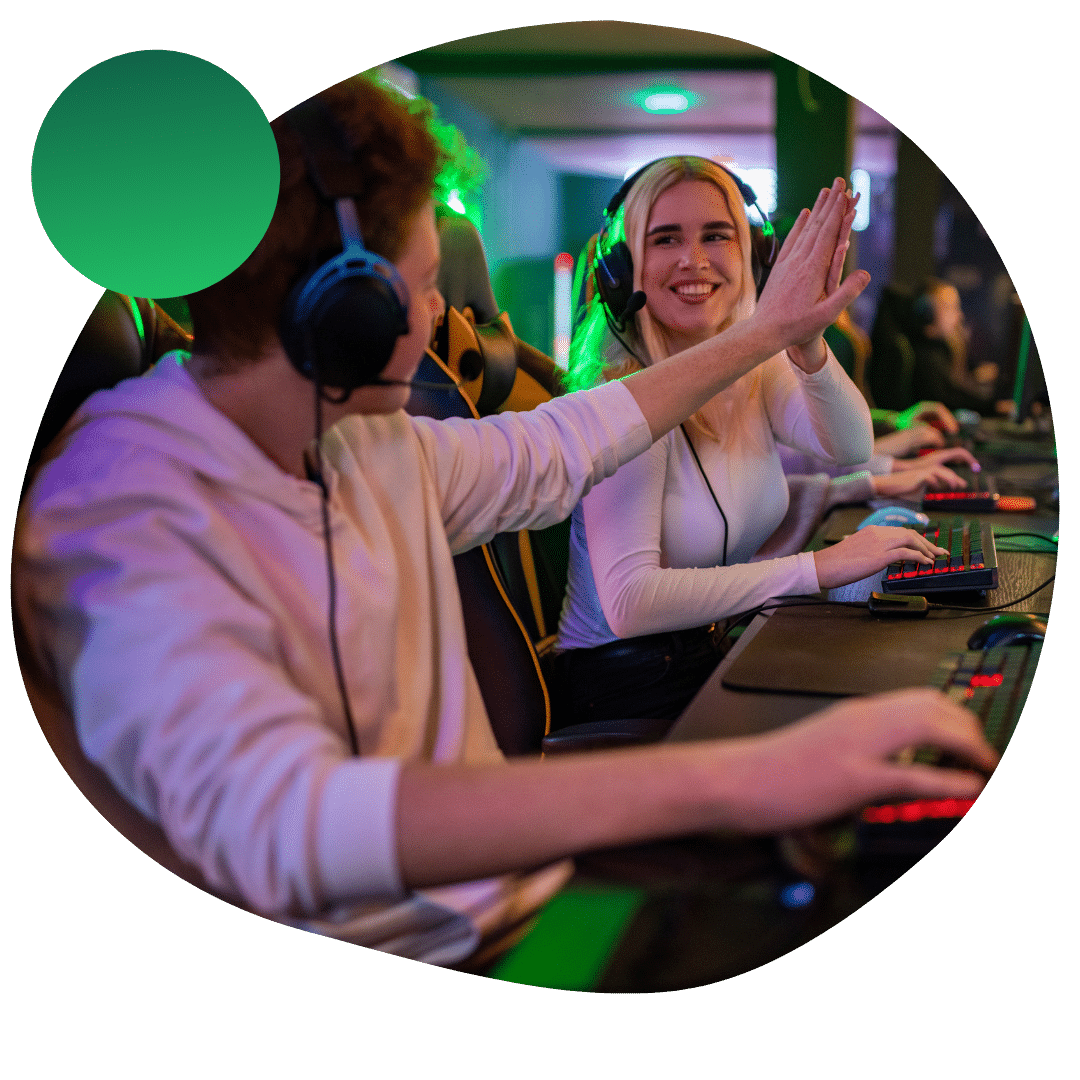 Two high school students collaborating on a game design project