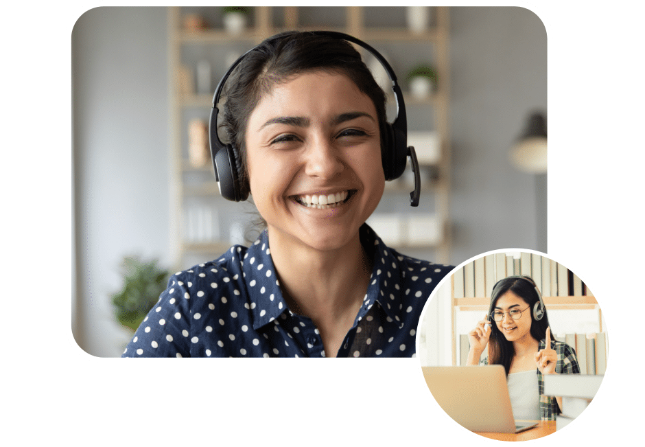 College admissions coach and high school senior in a virtual meeting