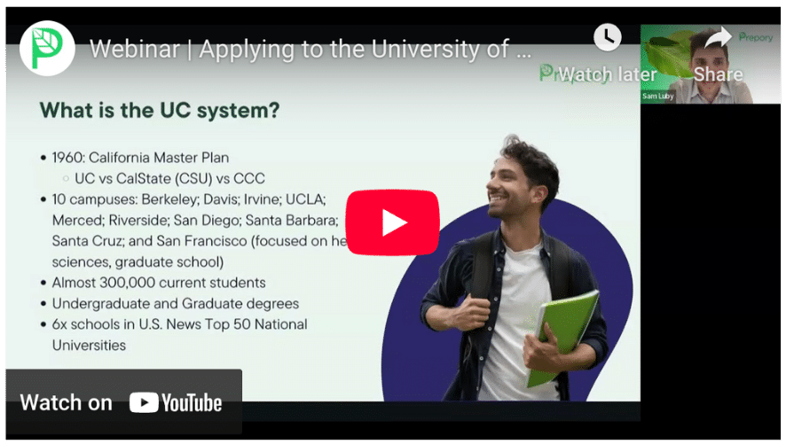 Applying to the UCs Webinar hosted by Prepory