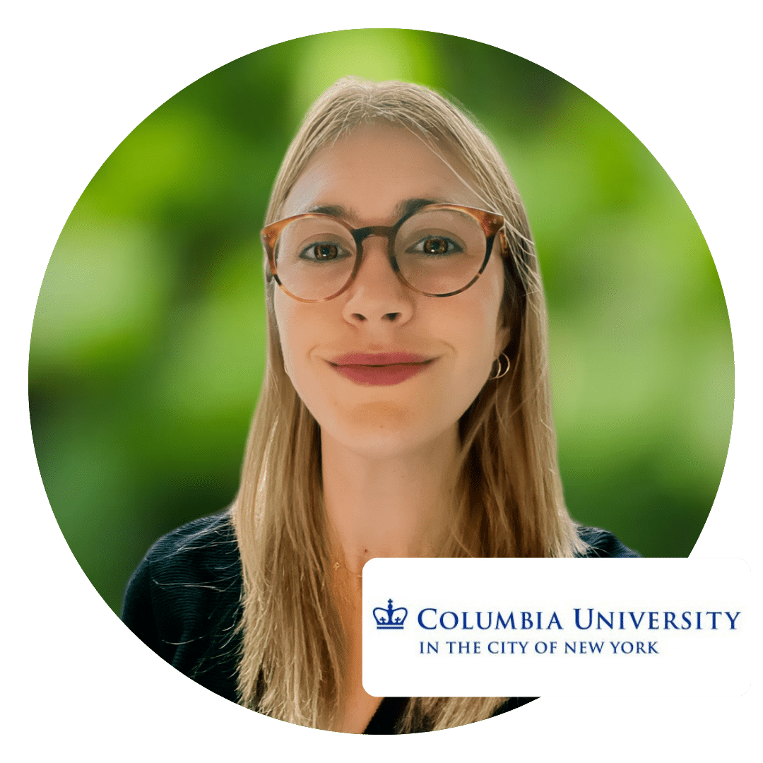 Prepory Coach Meghan with the Columbia University school logo