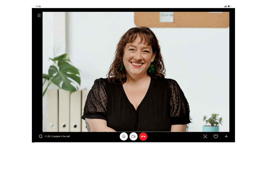 Cutout of a laptop showing a video call with a college admissions coach