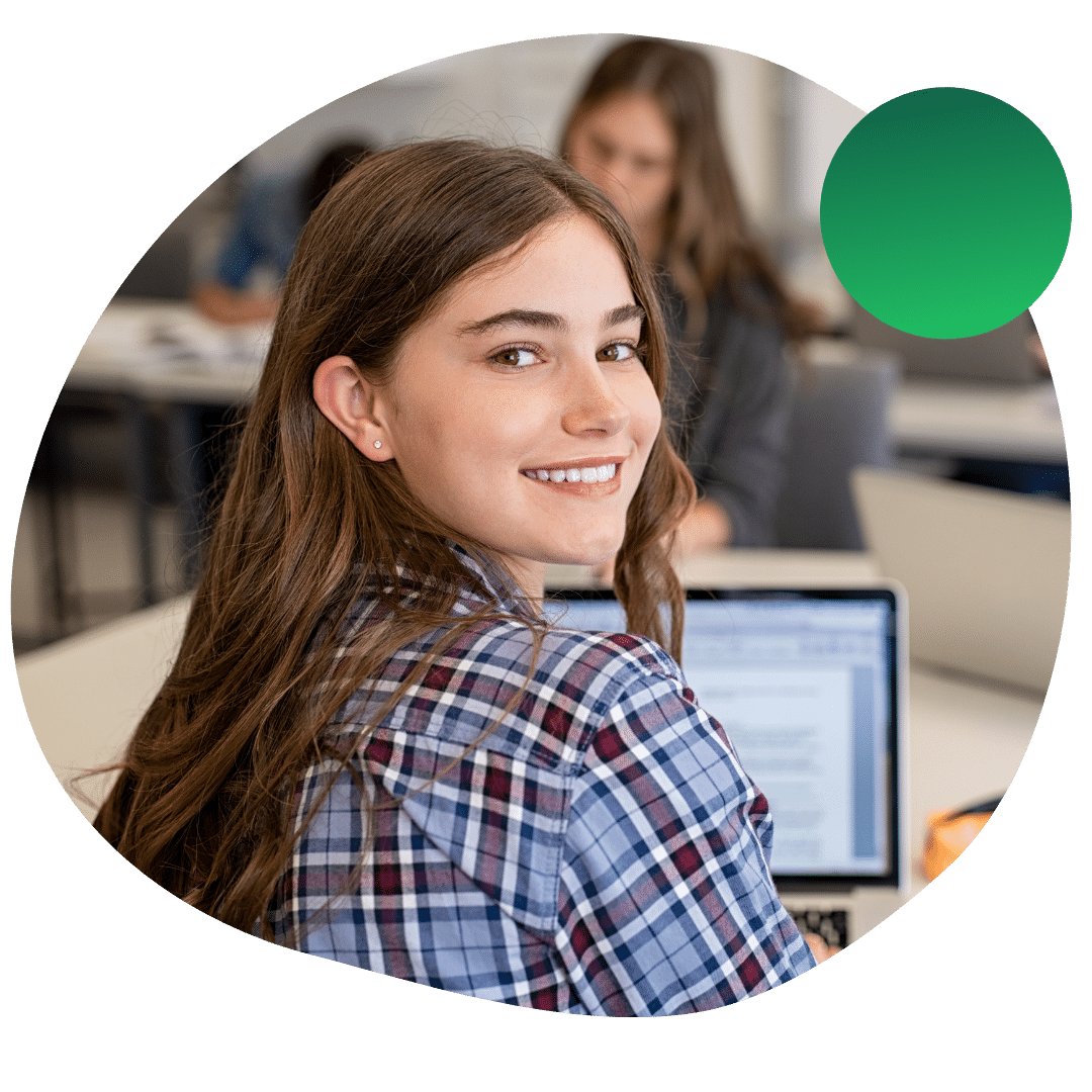 High school student working on her college applications