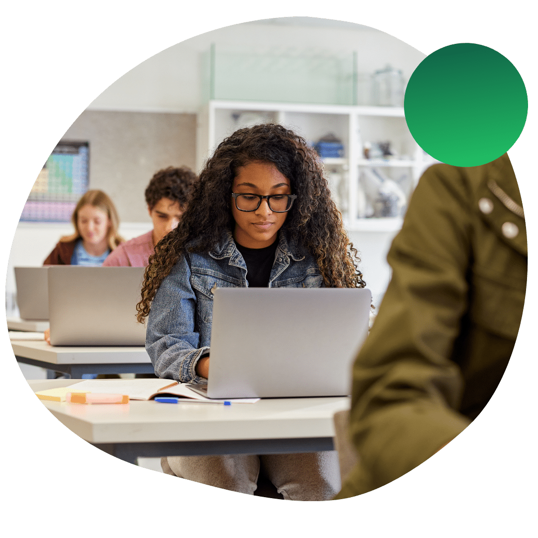 High school students in class working