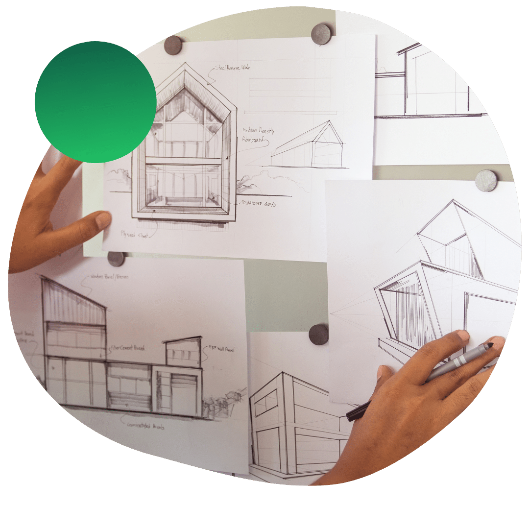 Student working on some sketches for his architecture portfolio