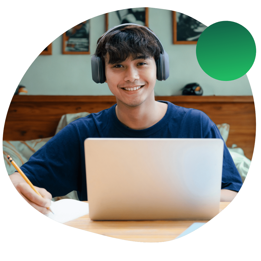 Student working on his passion project for his college applications