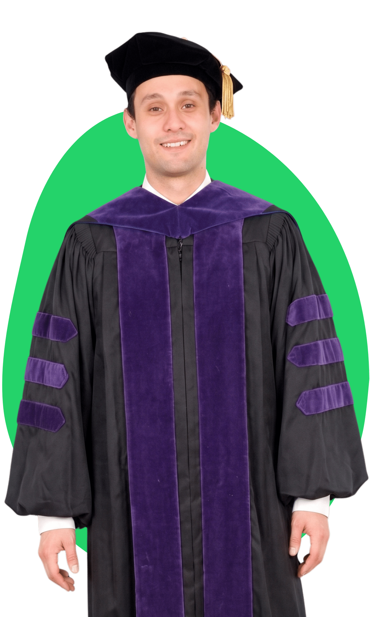 T14 Law School Graduate in his regalia at graduation