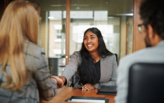 Student at an interview to get a job in high school