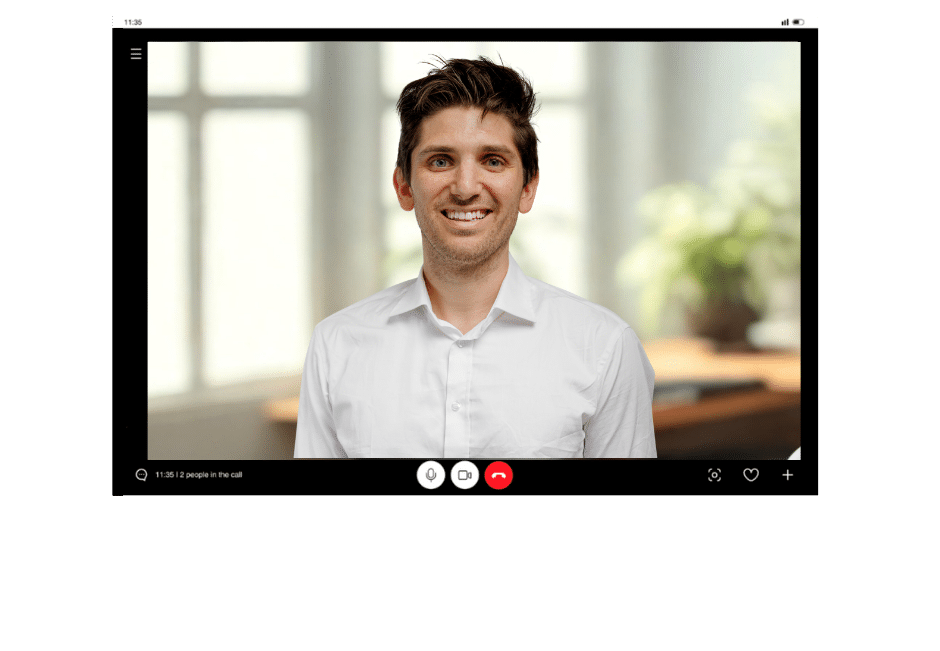 Cutout of a laptop showing a video call with a bsmd admissions coach smiling at the screen