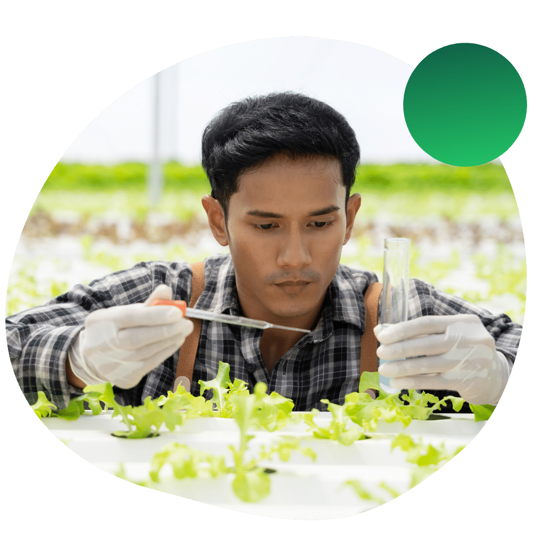 Biology graduate student conducting research in the field