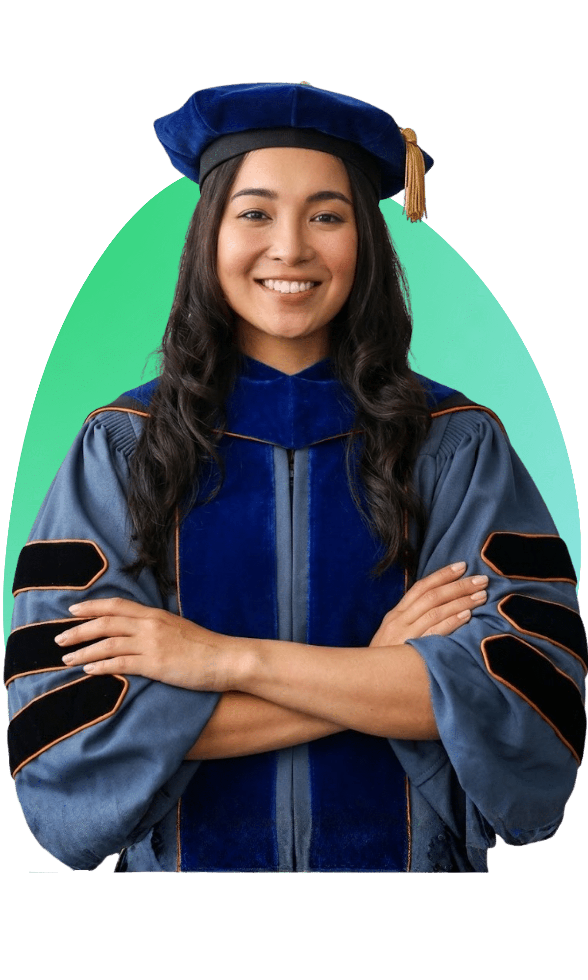 PhD graduate in her regalia